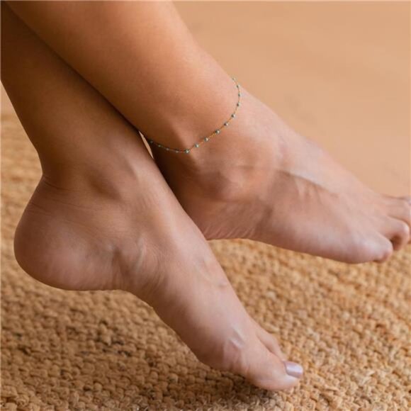 Anklets for Women 14K Real Gold Silver Plated Ankle Bracelets Trendy - Picture 2 of 4